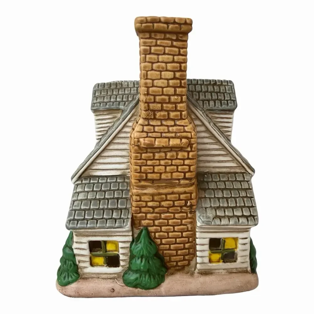 VTG 1986 LEFTON “KINGS COTTAGE” Colonial Village Hand Painted Porcelain Lighted